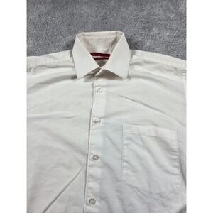 Alfani Mens Classic Fit Button Down Dress Shirt White Long Sleeve Size L